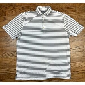 Johnnie O Men's Golf Polo Shirt Stretch Athletic Gray Striped Logo Size Large